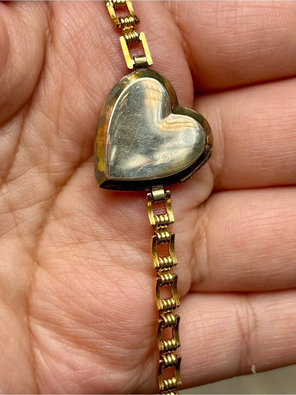 Vintage Rare 12K Gold Filled Heart Locket Sweetheart Bracelet